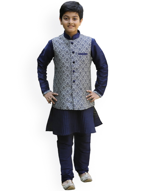 

Manyavar Boys Grey Layered Kurta with Pyjamas