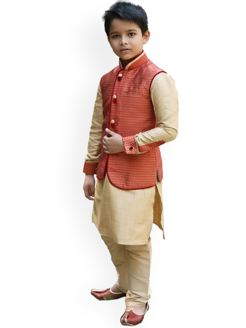 

Manyavar Boys Red Kurta with Churidar