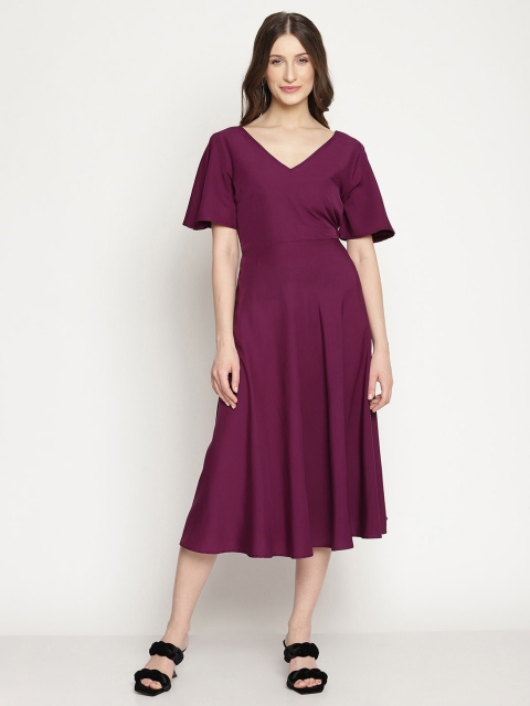 

COASTLAND Purple Crepe Midi Dress