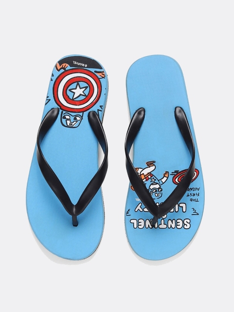

Bewakoof Men Blue & Black Printed Rubber Sliders