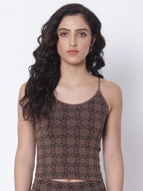 

GUESS Brown Geometric Print Top