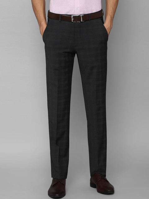 

Louis Philippe Men Grey Checked Formal Trousers