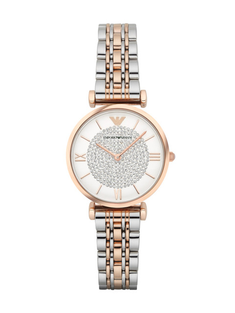 

Emporio Armani Women White Embellished Analogue Watch AR1926I