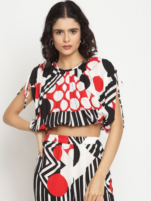 

Twenty3 Women White & Black Printed Top with Trousers