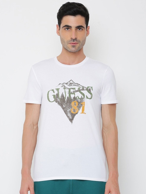 

GUESS Men Black Typography Printed Raw Edge Outdoor T-shirt