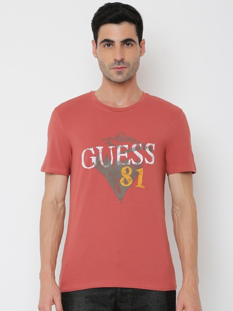 

GUESS Men Red Typography Printed Outdoor T-shirt