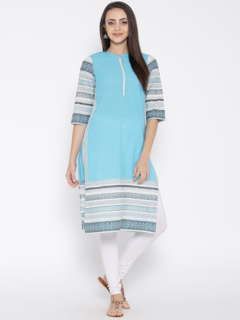 

AURELIA Women Blue Patterned Straight Kurta