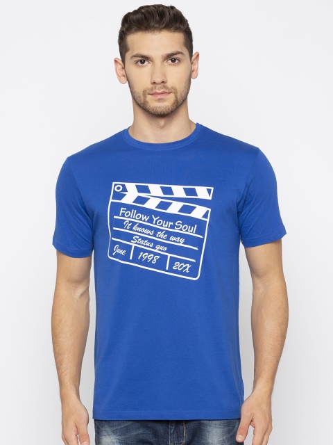 

Status Quo Men Blue Typography Printed T-shirt