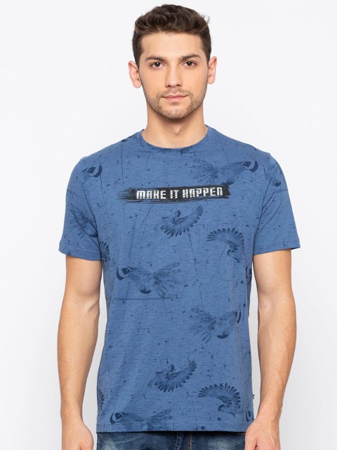 

Status Quo Men Blue Typography Printed T-shirt