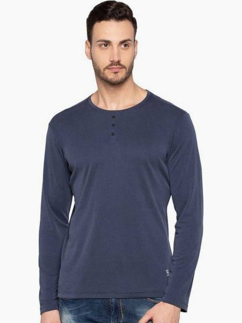 

Status Quo Men Blue Henley Neck T-shirt