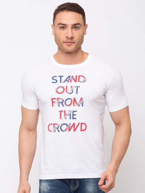 

Status Quo Men White Typography Printed Raw Edge T-shirt