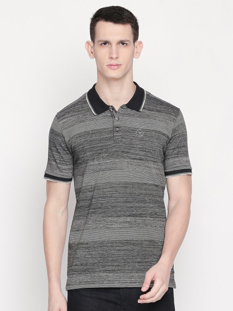 

Status Quo Men Black Striped Polo Collar T-shirt