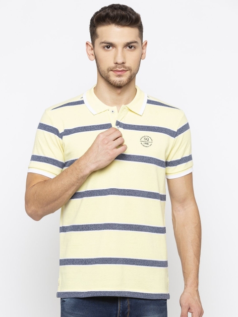 

Status Quo Men Yellow Striped Polo Collar Applique T-shirt