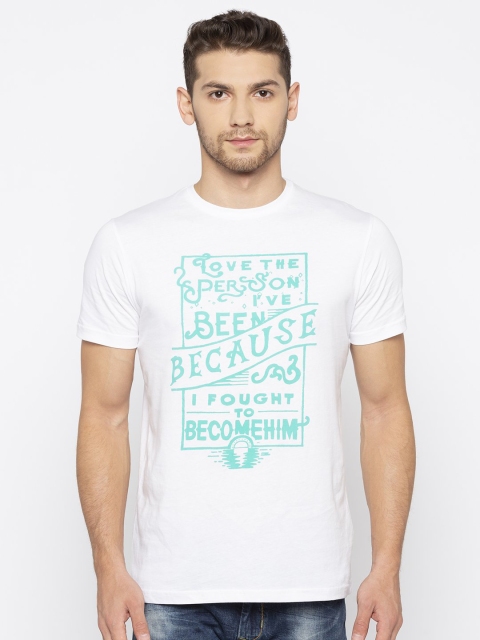 

Status Quo Men White Typography Printed Raw Edge T-shirt