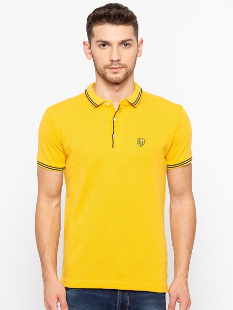 

Status Quo Men Gold-Toned Polo Collar Applique T-shirt