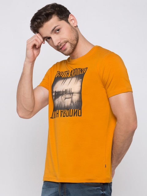 

Status Quo Men Mustard Yellow Printed T-shirt