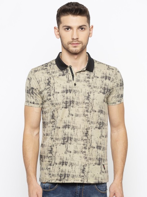 

Status Quo Men Green Printed Polo Collar T-shirt
