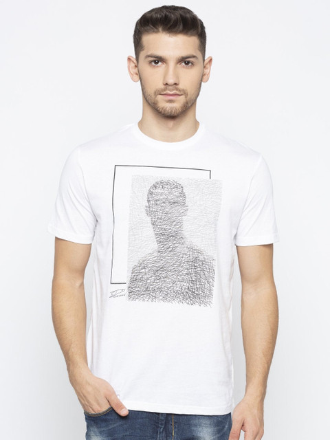 

Status Quo Men White Printed Applique T-shirt