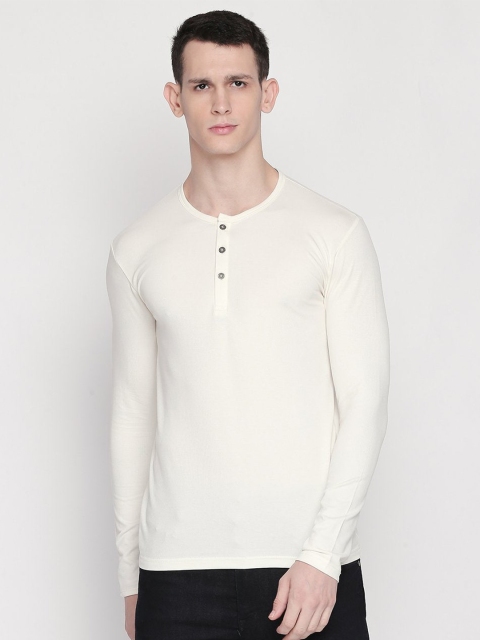 

Status Quo Men White Henley Neck T-shirt