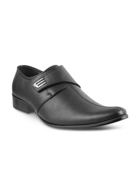 

Mochi Men Black Leather Semiformal Shoes