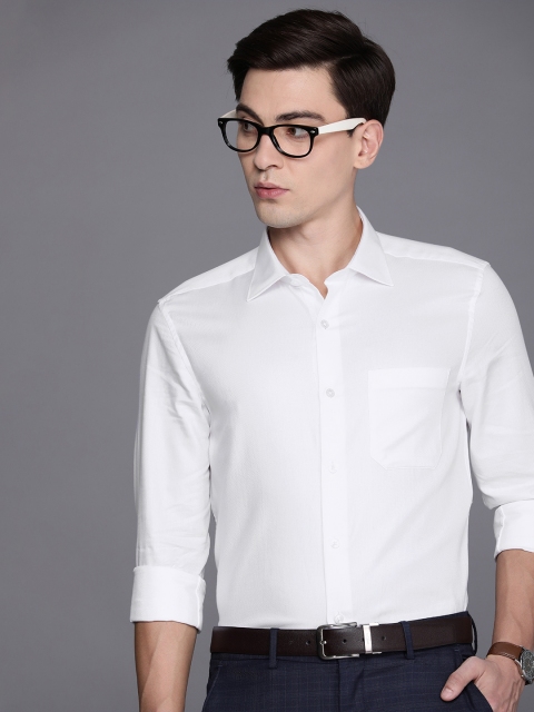 

Louis Philippe Men White Self Designed Classic Pure Cotton Formal Shirt