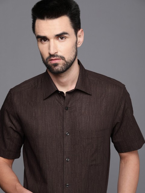 

Louis Philippe Men Brown Printed Classis Fit Formal Shirt