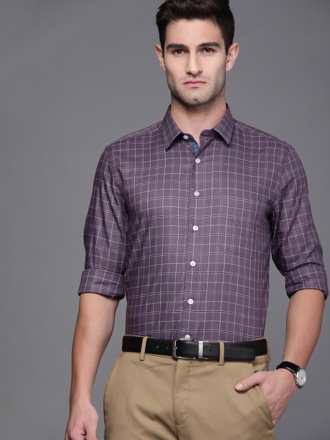 

Louis Philippe Men Purple Slim Fit Checked Formal Shirt