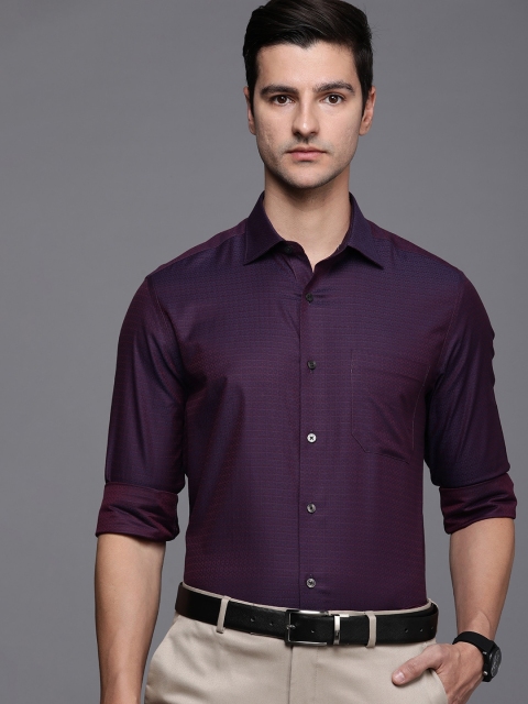 

Louis Philippe Men Purple Classic Fit Gods & Kings Printed Pure Cotton Formal Shirt