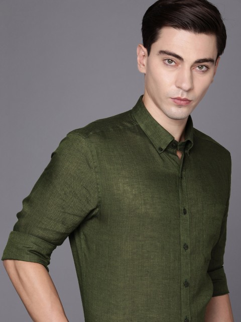 

Louis Philippe Men Green Classic Slim Fit Golf Leisure Linen Casual Shirt