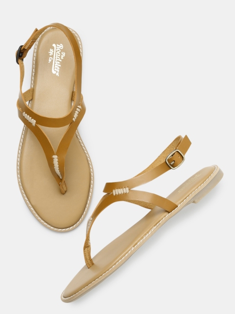 

Roadster Women Tan Solid Synthetic Open Toe Flats