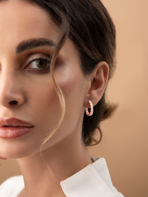 

Rubans Voguish Women Rose Gold Plated High Polish Western Hoop Earrings