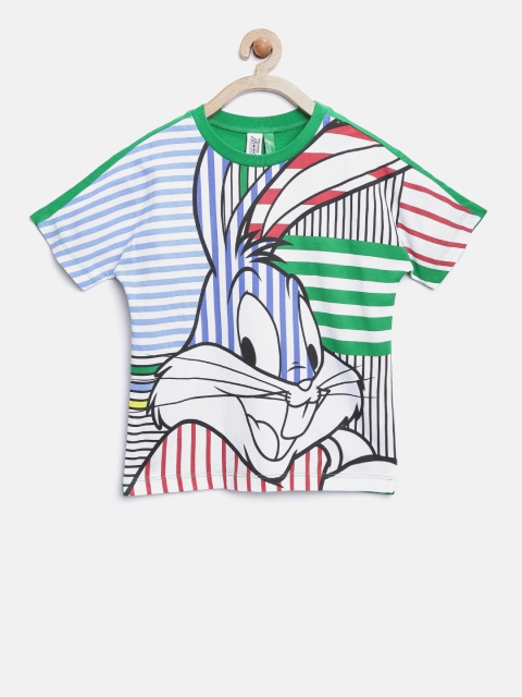 

United Colors of Benetton Boys Multicoloured Bugs Bunny Print Striped T-shirt, Multi