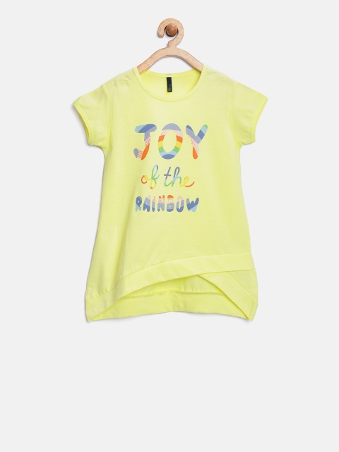 

United Colors of Benetton Girls Lemon Yellow Printed A-Line Top