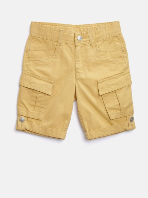 

United Colors of Benetton Boys Khaki Solid Cargo Shorts