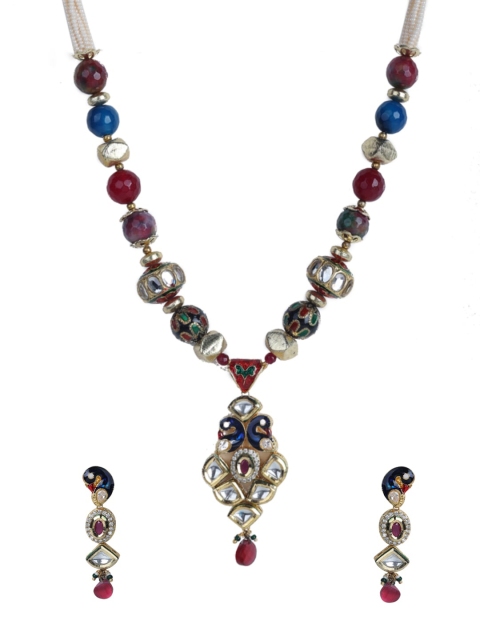 

Runjhun Women Gold-Plated Multicolored Onyx Beaded Jewellery Set