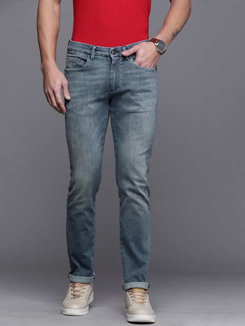 

Louis Philippe Jeans Men Navy Blue Slim Fit Low-Rise Light Fade Stretchable Jeans