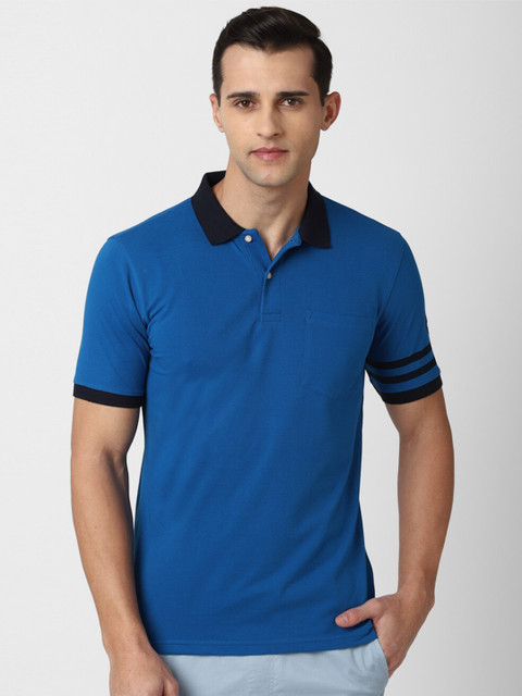 

Peter England Casuals Men Blue Polo Collar T-shirt