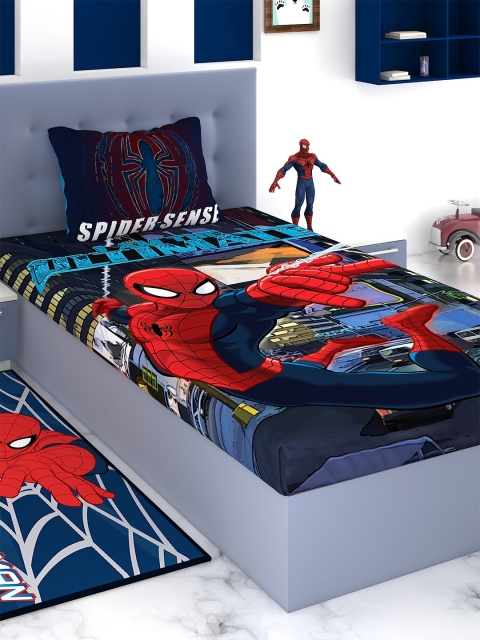 

Marvel Kids Blue & Red Spider-Man 180 TC Cotton Single Bedsheet with 1 Pillow Cover