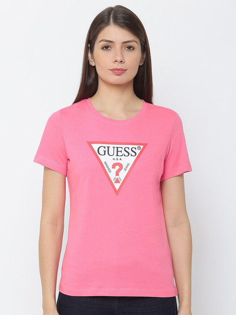 

GUESS Women White Typography Printed Outdoor T-shirt