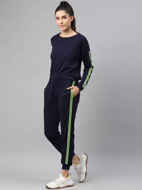 

Laabha Women Navy Blue & Green Solid Tracksuits