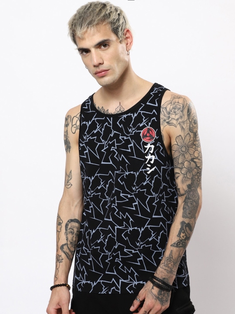 

Bewakoof Men Black Printed Innerwear Vests