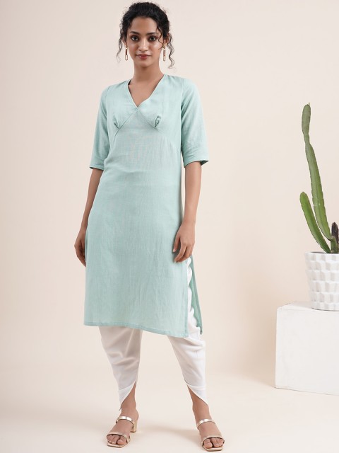 

Abhishti Women Green Embroidered Empire Kurti with Trousers & With Dupatta