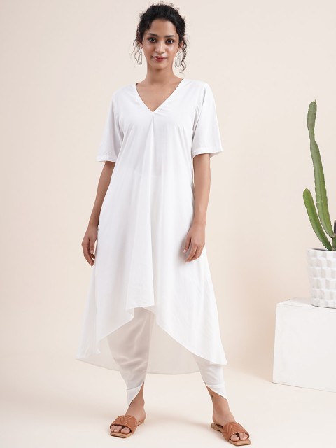 

Abhishti Women White Angrakha Kurti with Dhoti Pants