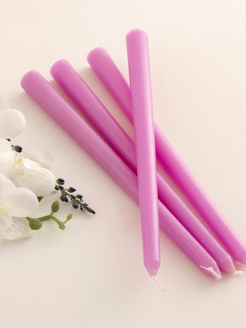 

Home Centre Set Of 4 Purple Solid Taper Candles