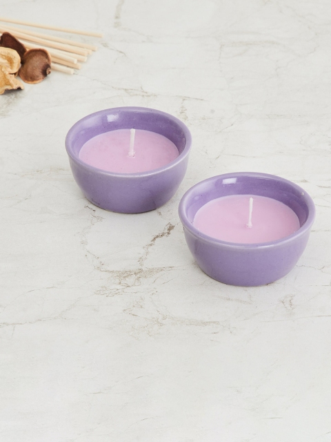 

Home Centre Set Of 2 Purple Ceramic Diya Candles