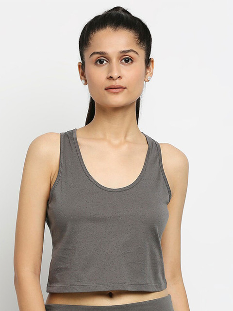 

effy Grey Organic Cotton Tank Crop Top