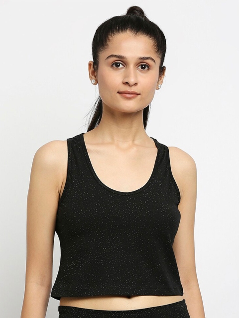 

effy Black Organic Cotton Tank Crop Top