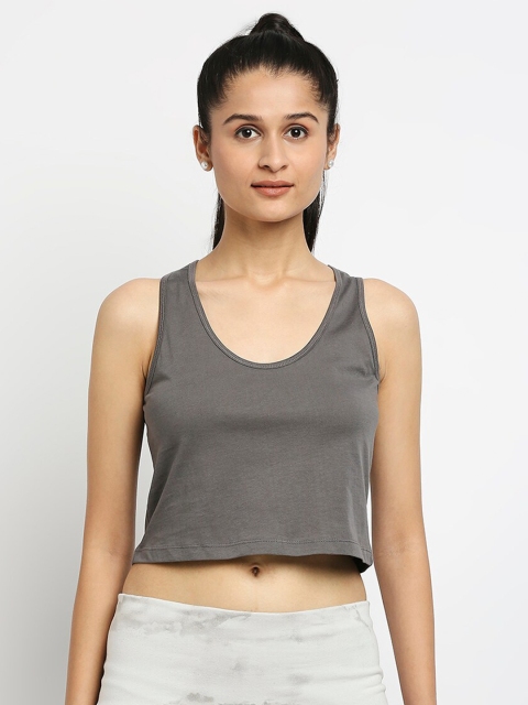 

effy Grey Organic Cotton Tank Crop Top