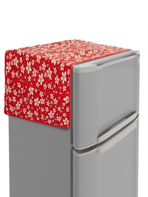 

Home Centre Red & White Printed Fridge-Top Cover