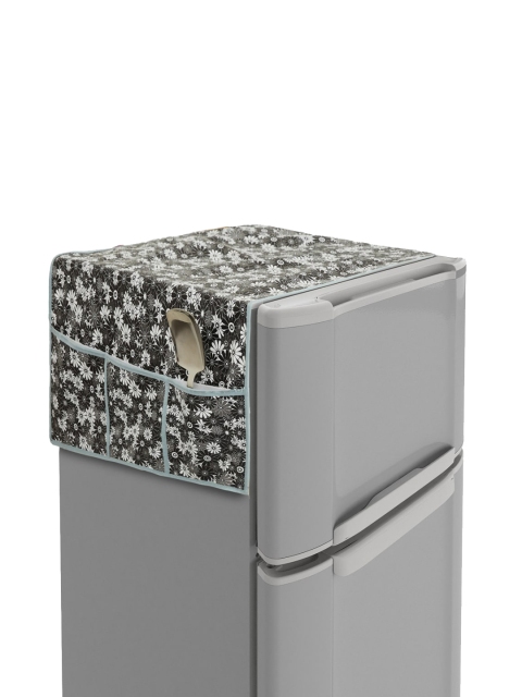 

Home Centre Grey & White Floral Printed Fridge-Top Cover With 6 Side Pockets